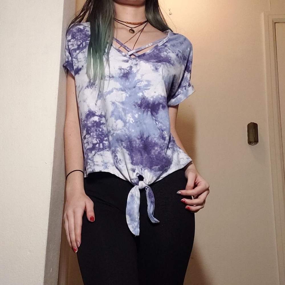 Tyedye hippie white shirt sleeve tea shirt